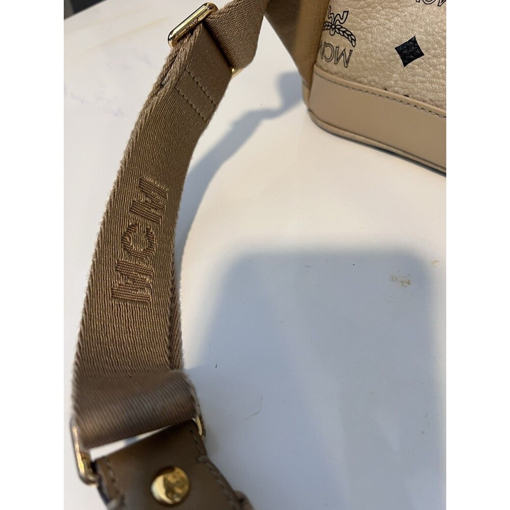 Authentic MCM Small Stark Studded Backpack in Beige Visetos Monogram Canvas - Ex - Picture 5 of 15